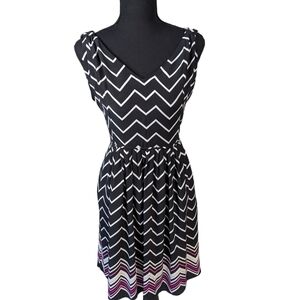 Chevron Patterned Black and White Dress